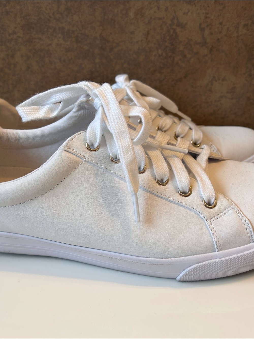 Nine West White Low-Top Lace-Up Sneakers
